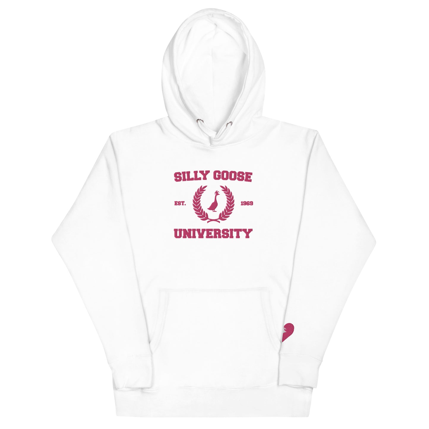 SGU Collegiate Seal Valentine's Edition | Premium Unisex Hoodie - Pink/White - Embroidered