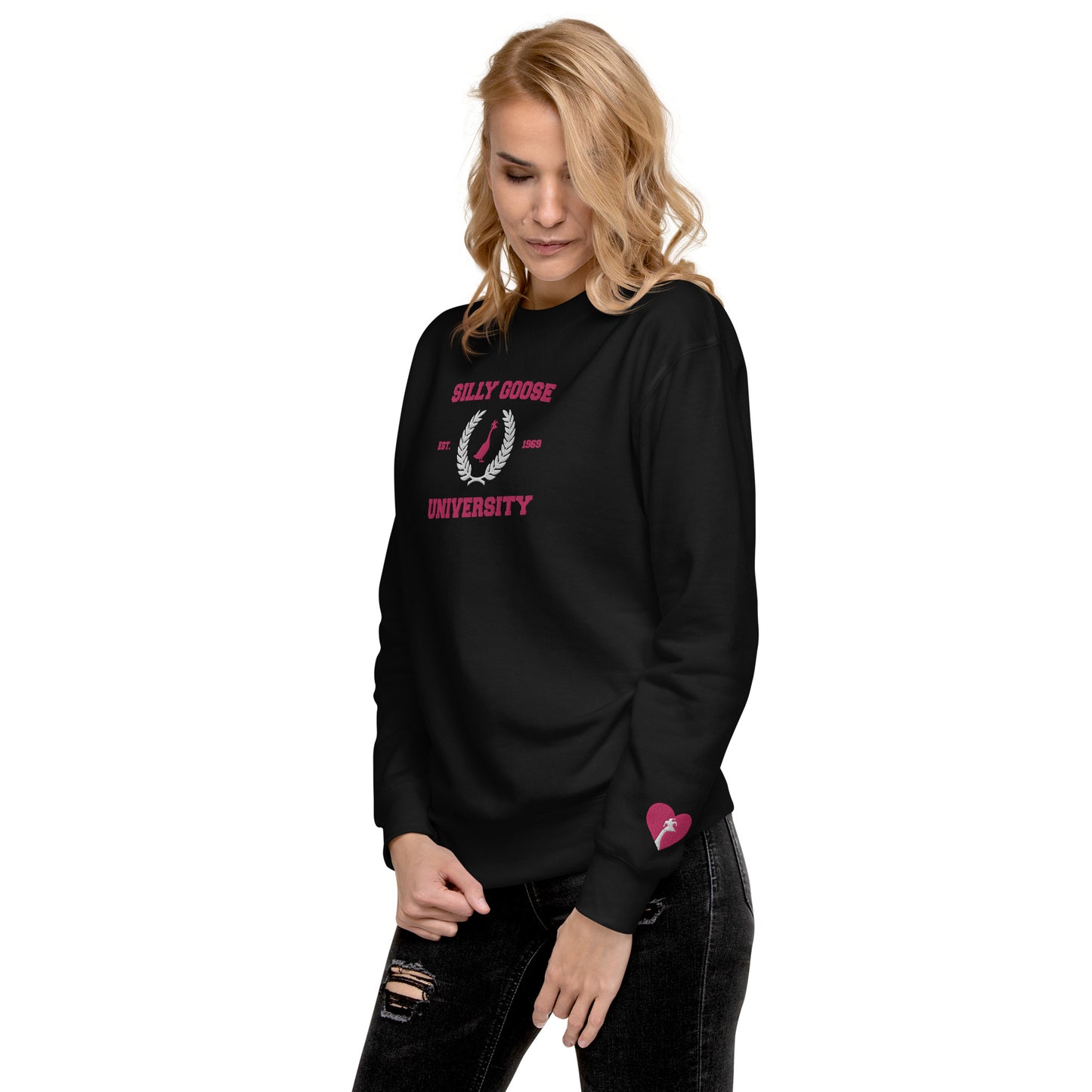 SGU Collegiate Seal Valentine's Edition | Premium Unisex Crewneck - Pink/White/Black - Embroidered
