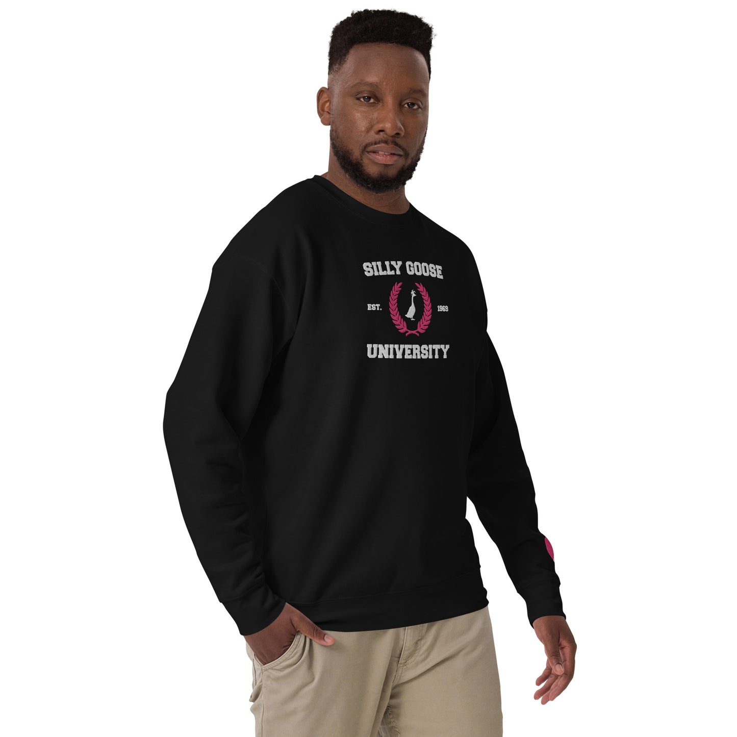 SGU Collegiate Seal Valentine's Edition | Premium Unisex Crewneck - White/Pink/Black - Embroidered