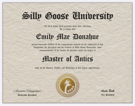 Customizable Silly Goose University Diploma (DIGITAL)