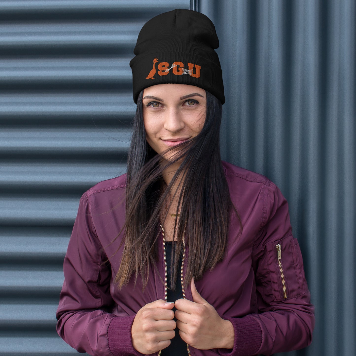 SGU Spooky Logo | Embroidered Beanie - Black/Orange