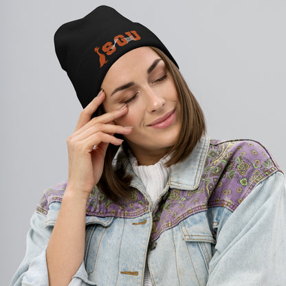 SGU Spooky Logo | Embroidered Beanie - Black/Orange