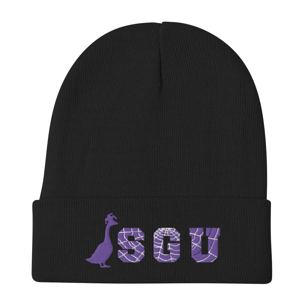 SGU Spooky Logo | Embroidered Beanie - Black/Purple