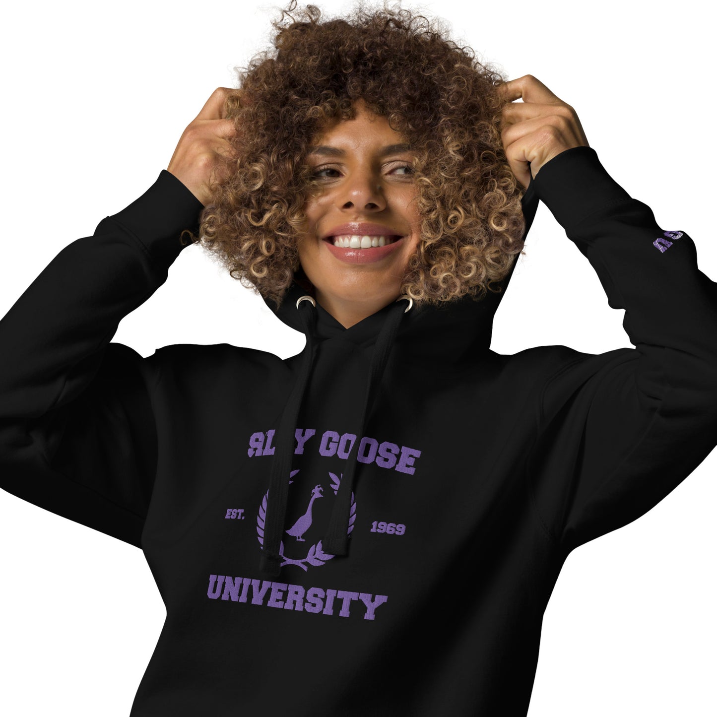 SGU Spooky Collegiate Seal | Premium Unisex Hoodie - Black/ Purple - Embroidered