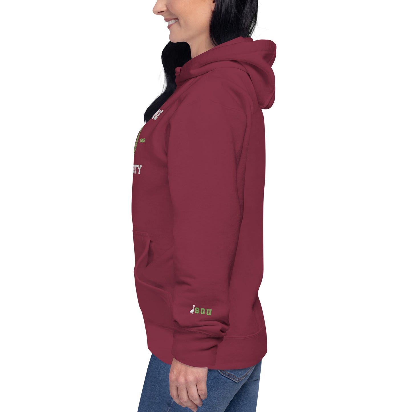 SGU Collegiate Seal Winter Wonderland Edition | Premium Unisex Hoodie - Cranberry - Embroidered