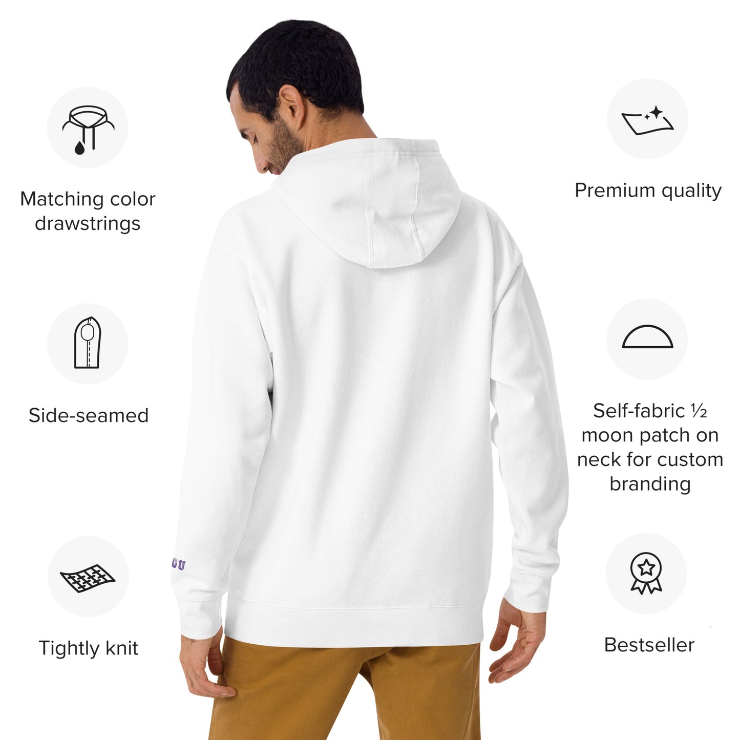 SGU Spooky Collegiate Seal | Premium Unisex Hoodie - White/ Purple - Embroidered