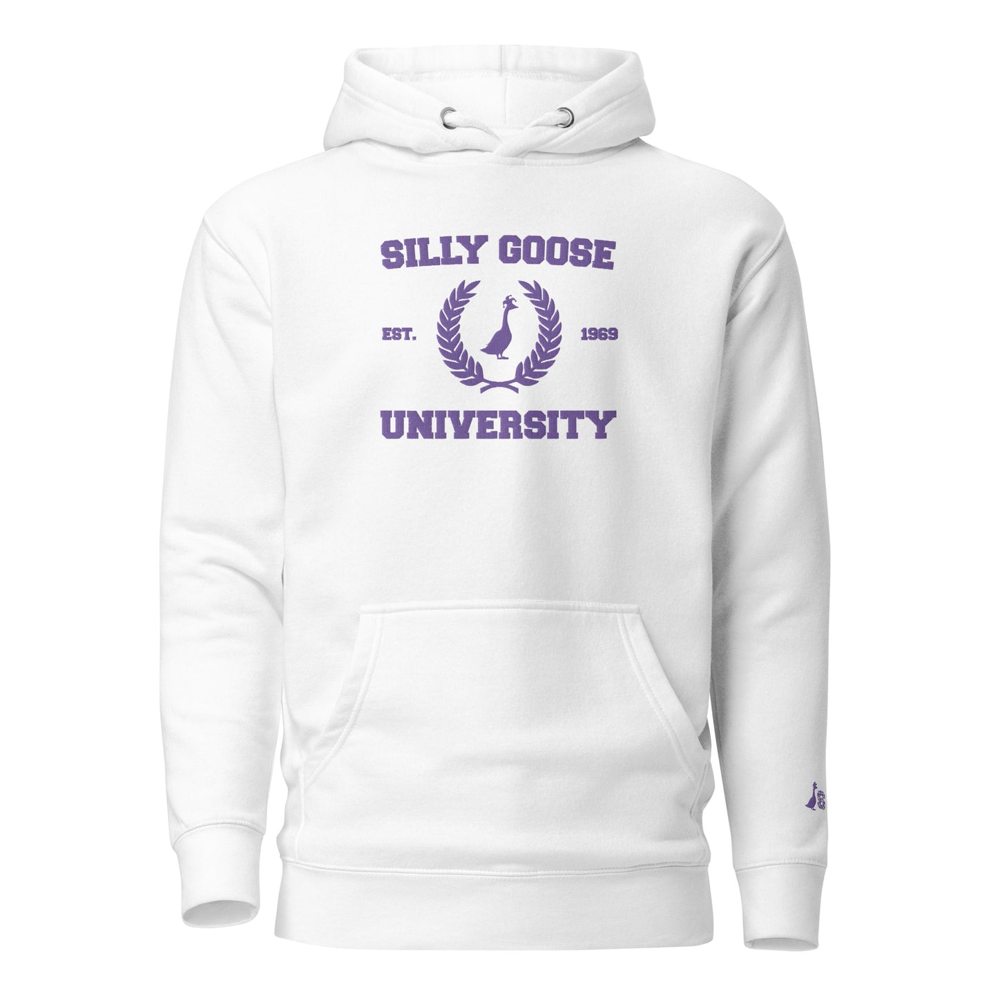 SGU Spooky Collegiate Seal | Premium Unisex Hoodie - White/ Purple - Embroidered