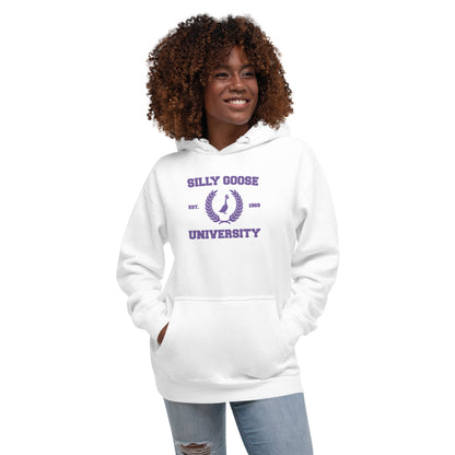 SGU Spooky Collegiate Seal | Premium Unisex Hoodie - White/ Purple - Embroidered