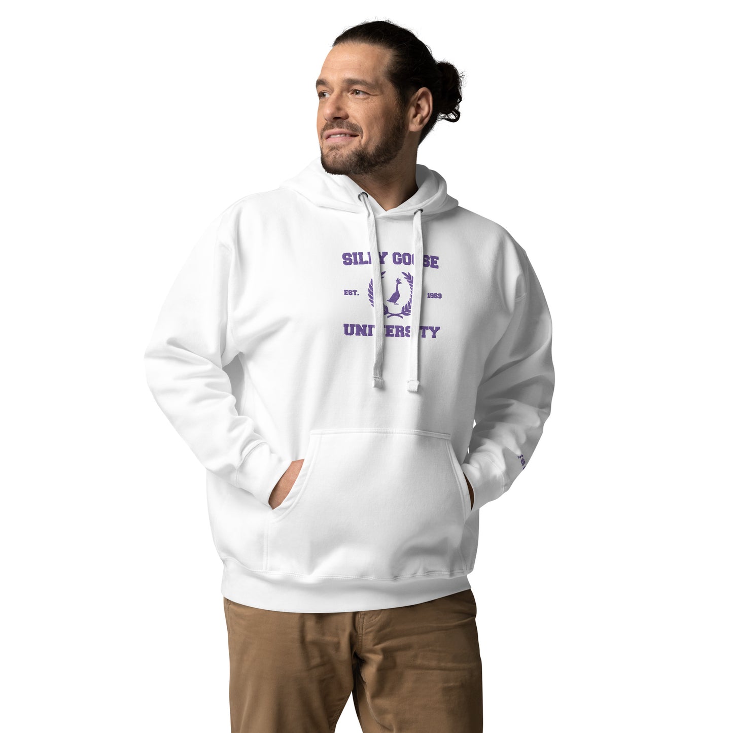 SGU Spooky Collegiate Seal | Premium Unisex Hoodie - White/ Purple - Embroidered