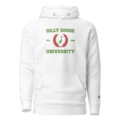 SGU Collegiate Seal Winter Wonderland Edition | Premium Unisex Hoodie - White/Red/Green - Embroidered