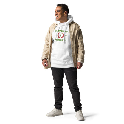 SGU Collegiate Seal Winter Wonderland Edition | Premium Unisex Hoodie - White/Red/Green - Embroidered