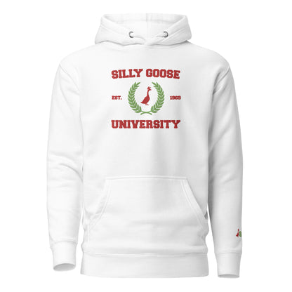 SGU Collegiate Seal Winter Wonderland Edition | Premium Unisex Hoodie - White/Green/ Red - Embroidered