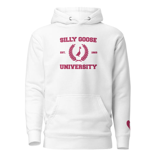 SGU Collegiate Seal Valentine's Edition | Premium Unisex Hoodie - Pink/White - Embroidered