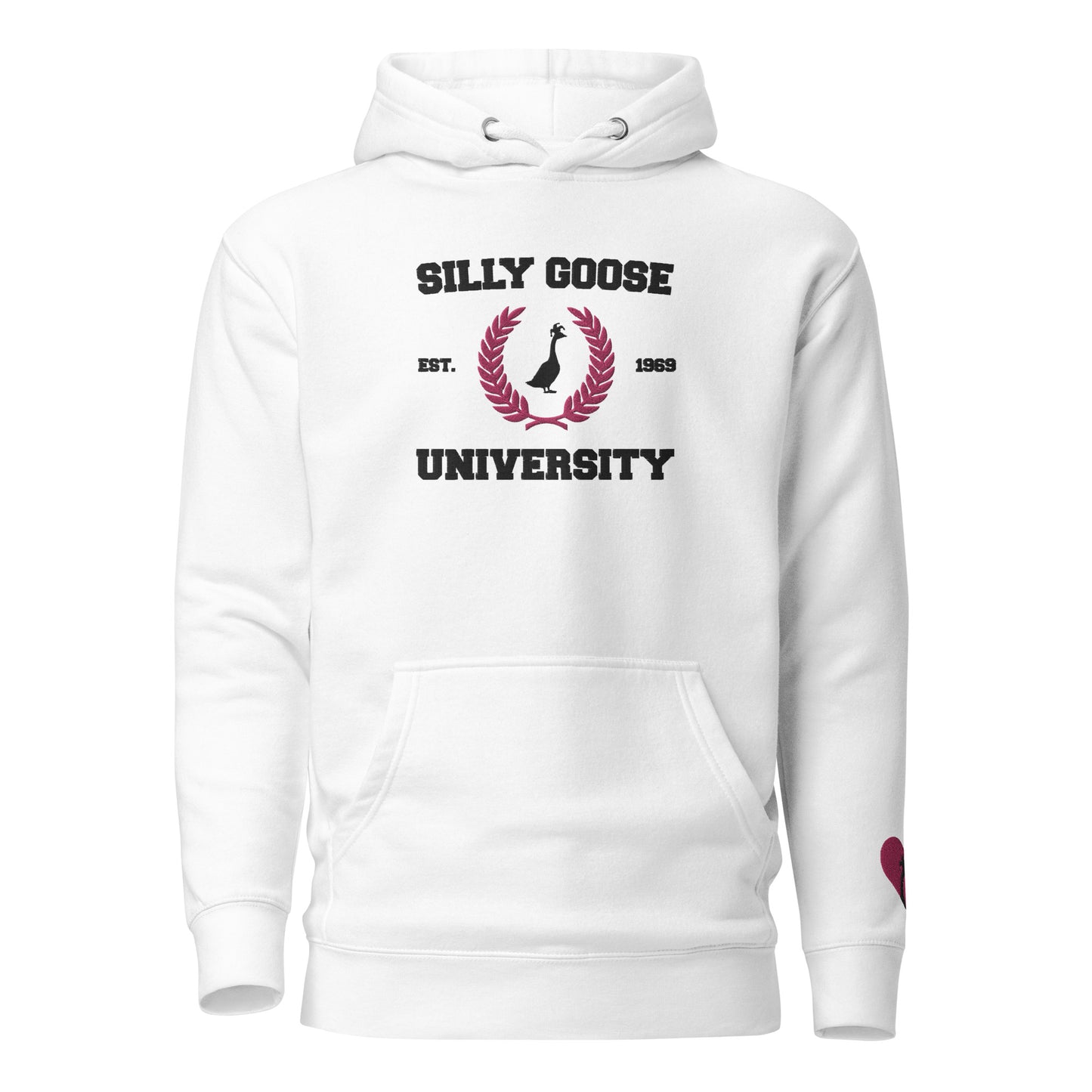 SGU Collegiate Seal Valentine's Edition | Premium Unisex Hoodie - Black/Pink/White - Embroidered