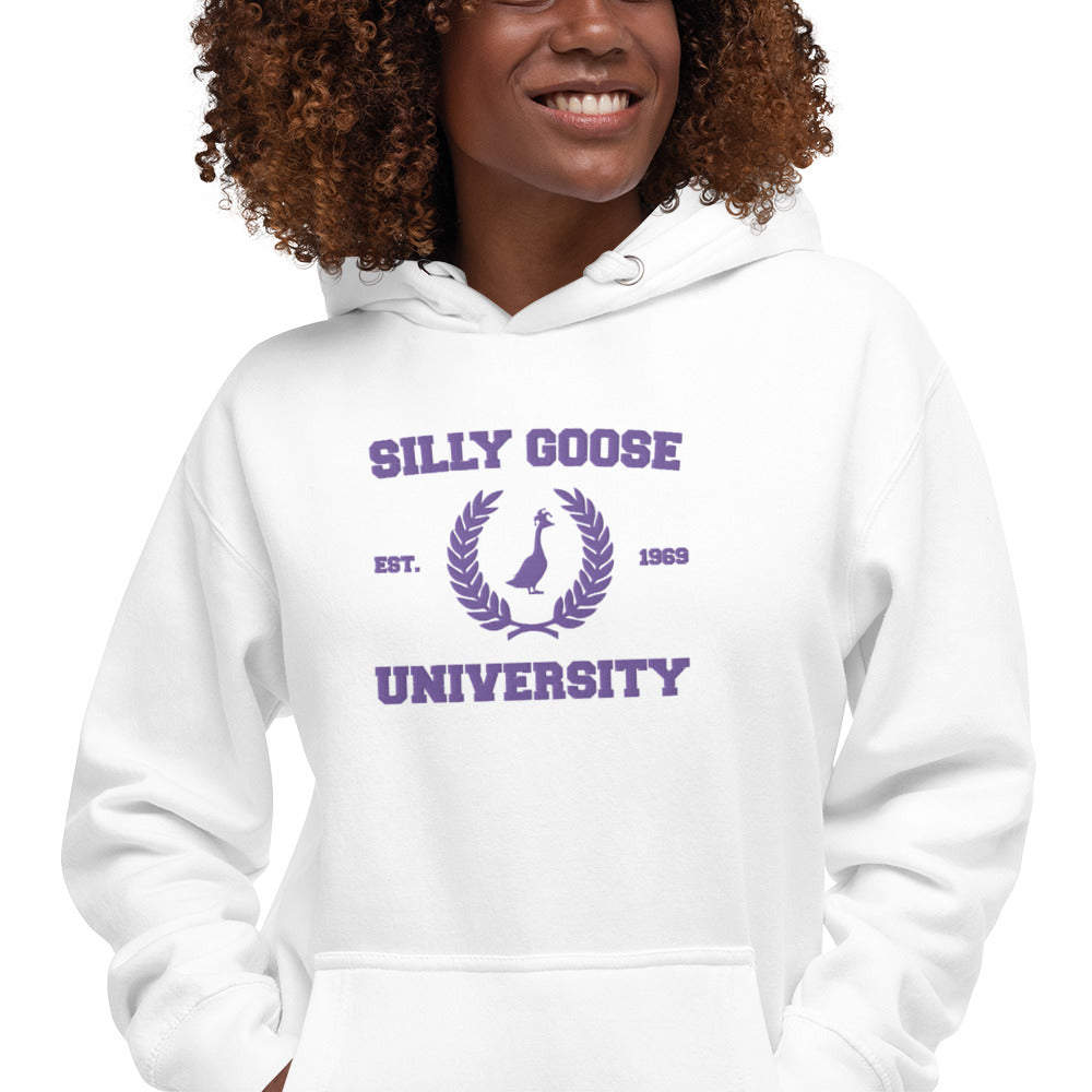 SGU Spooky Collegiate Seal | Premium Unisex Hoodie - White/ Purple - Embroidered