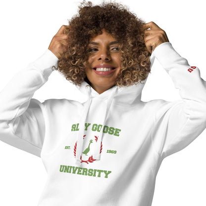 SGU Collegiate Seal Winter Wonderland Edition | Premium Unisex Hoodie - White/Red/Green - Embroidered