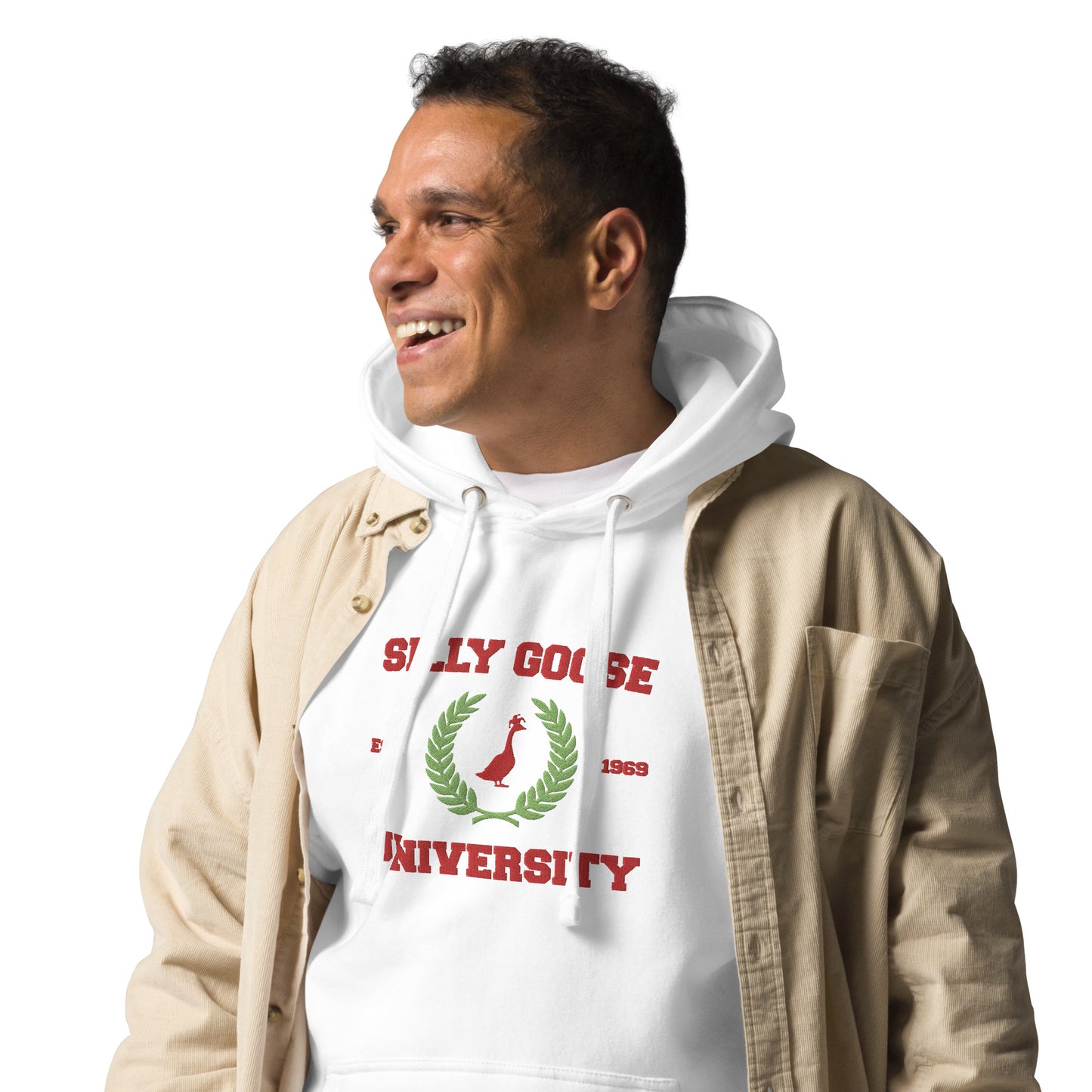 SGU Collegiate Seal Winter Wonderland Edition | Premium Unisex Hoodie - White/Green/ Red - Embroidered