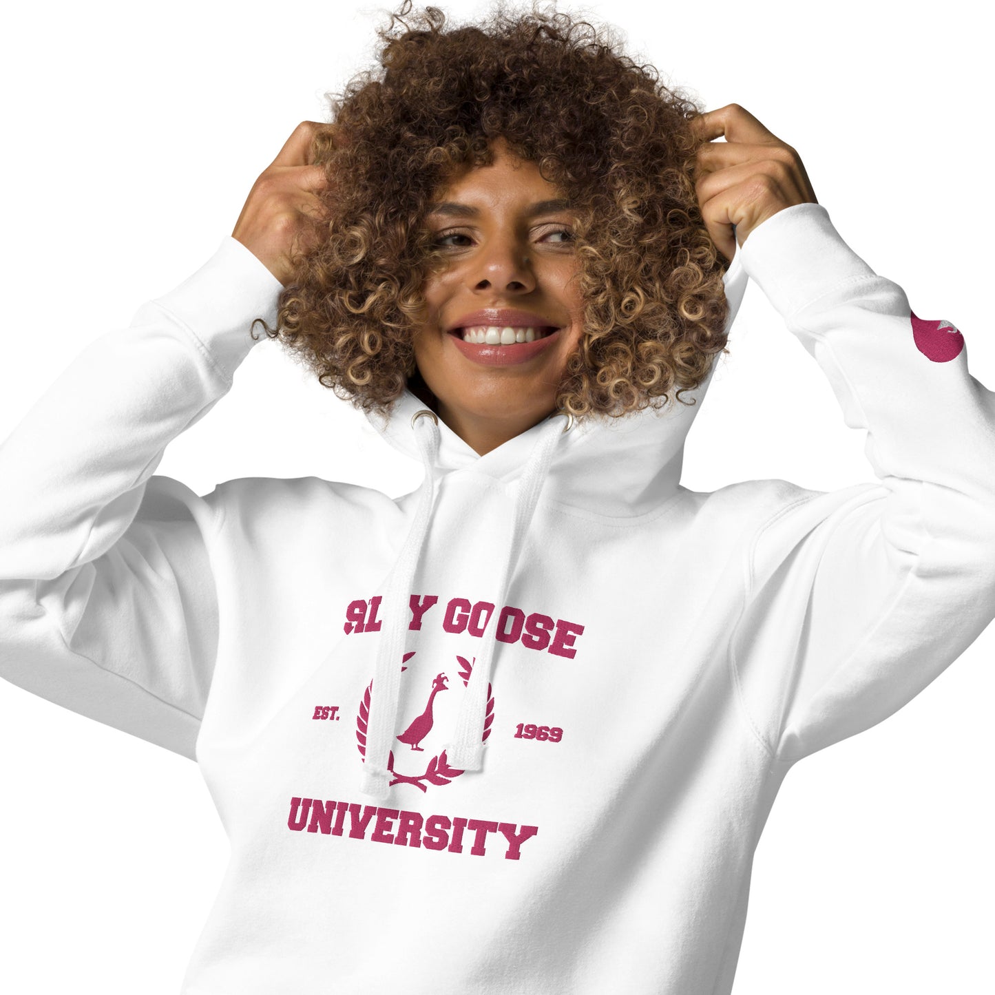 SGU Collegiate Seal Valentine's Edition | Premium Unisex Hoodie - Pink/White - Embroidered