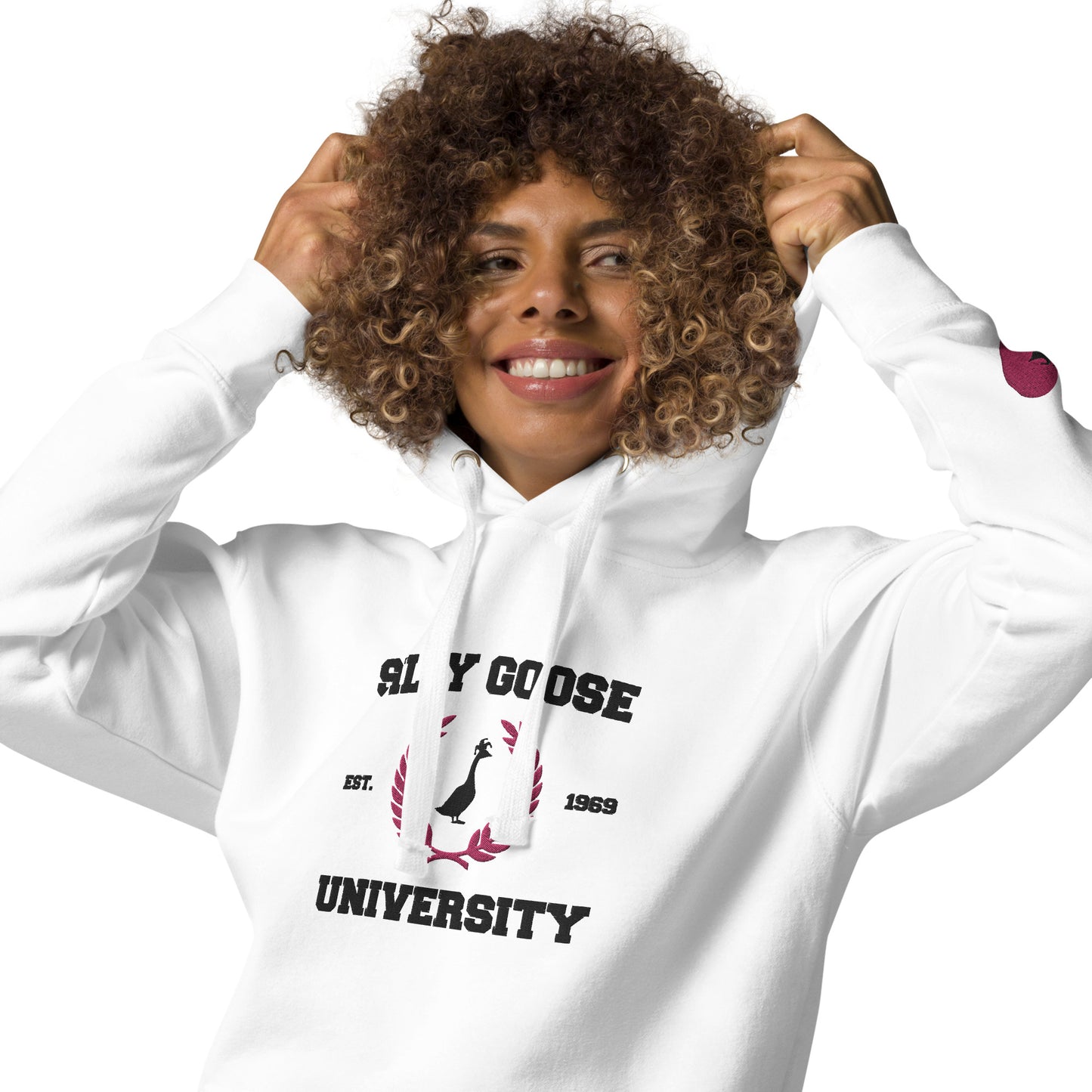SGU Collegiate Seal Valentine's Edition | Premium Unisex Hoodie - Black/Pink/White - Embroidered