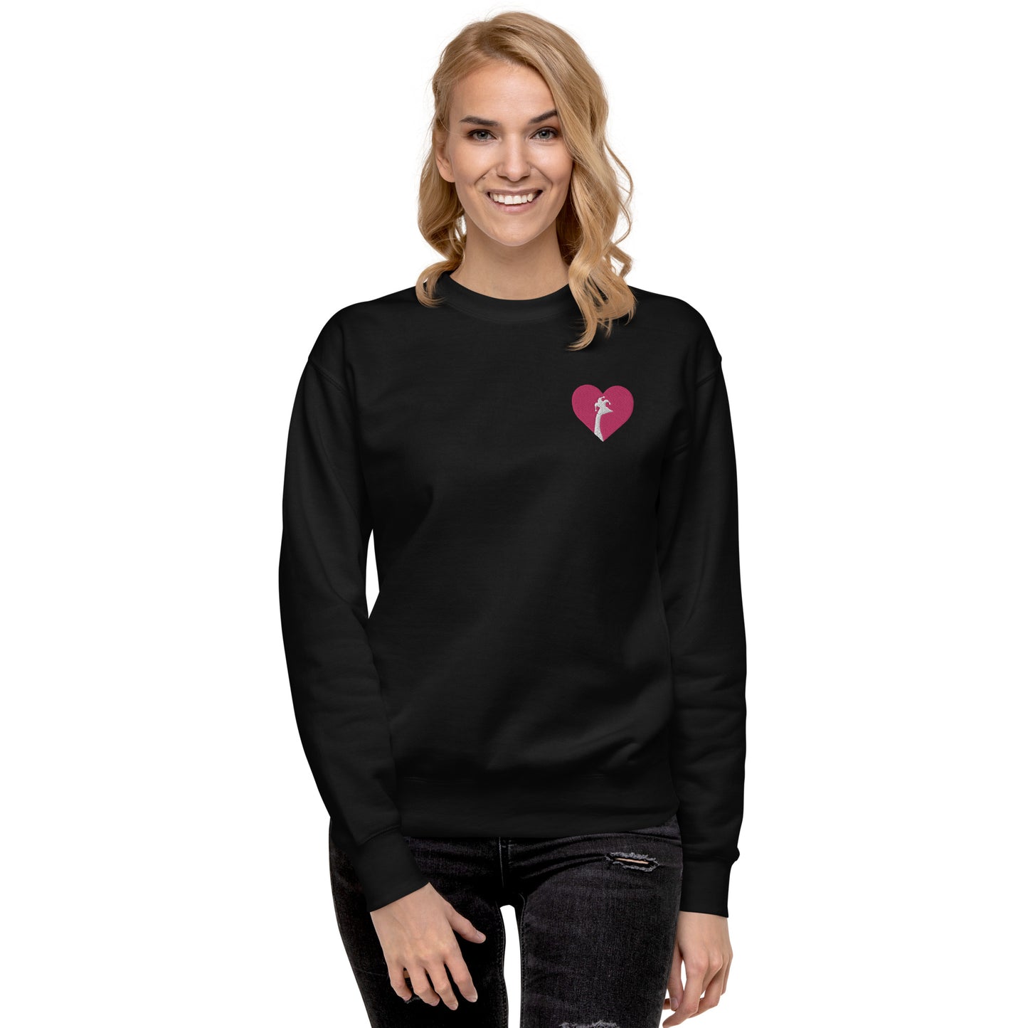 SGU Heart Goose | Premium Unisex Crewneck Pink/White/Black - Embroidered