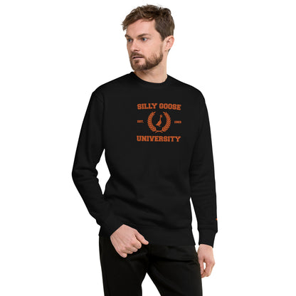 SGU Spooky Collegiate Seal | Premium Unisex Crewneck - Black/ Orange - Embroidered