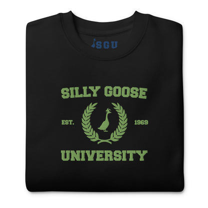 SGU Spooky Collegiate Seal | Premium Unisex Crewneck - Black/ Lime - Embroidered