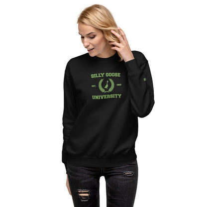 SGU Spooky Collegiate Seal | Premium Unisex Crewneck - Black/ Lime - Embroidered