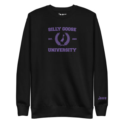 SGU Spooky Collegiate Seal | Premium Unisex Crewneck - Black/ Purple - Embroidered