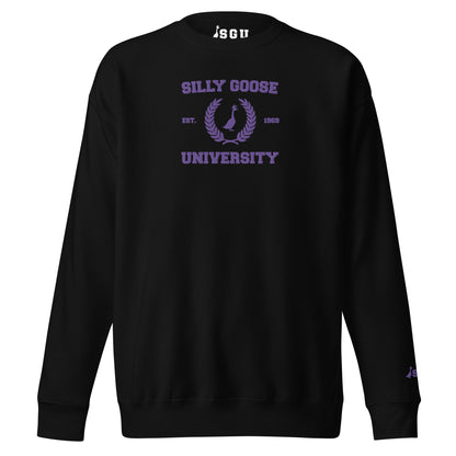 SGU Spooky Collegiate Seal | Premium Unisex Crewneck - Black/ Purple - Embroidered