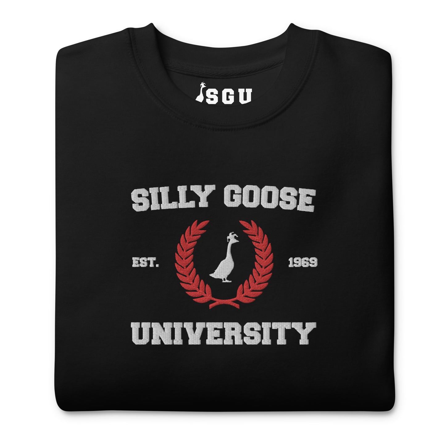 SGU Collegiate Seal Valentine's Edition | Premium Unisex Crewneck - Red/White/Black - Embroidered