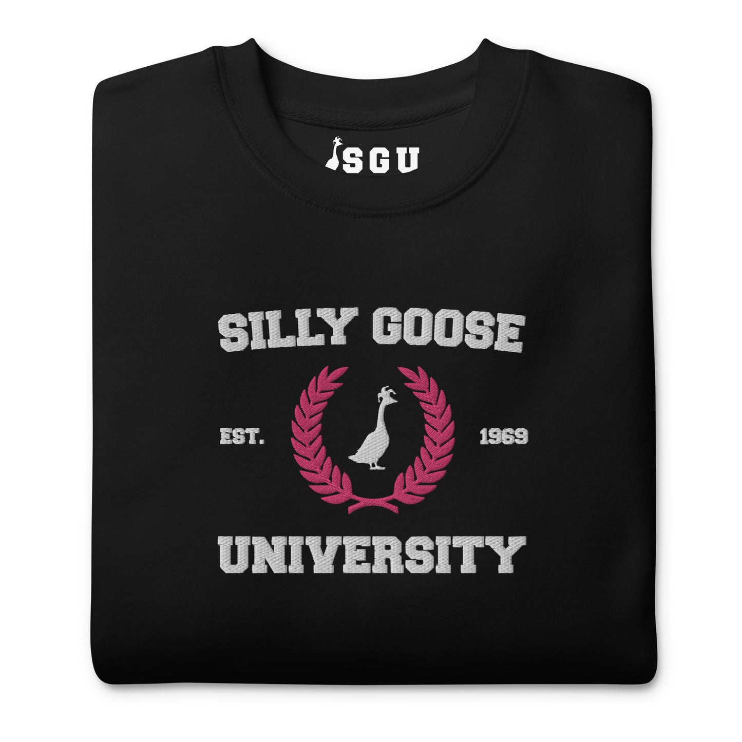 SGU Collegiate Seal Valentine's Edition | Premium Unisex Crewneck - White/Pink/Black - Embroidered