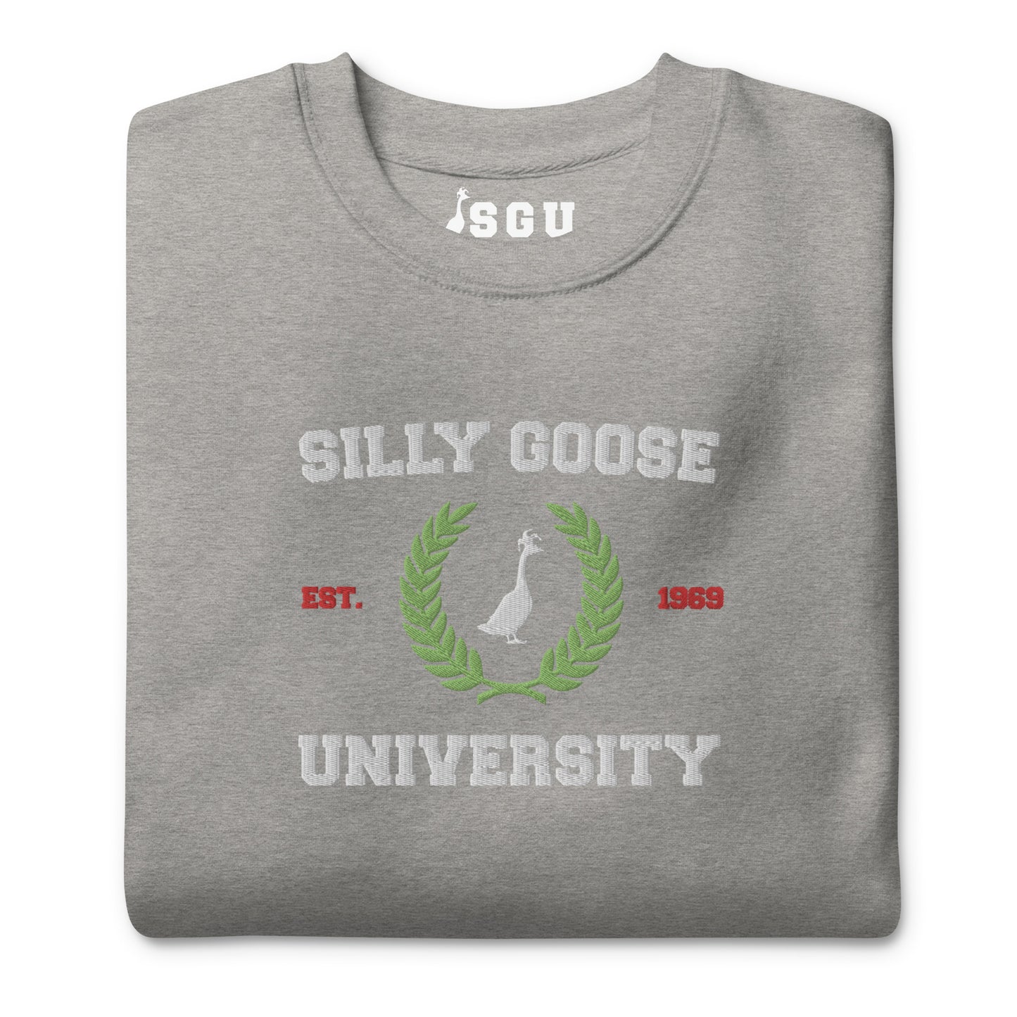 SGU Collegiate Seal Winter Wonderland Edition | Premium Unisex Crewneck - Carbon Grey - Embroidered