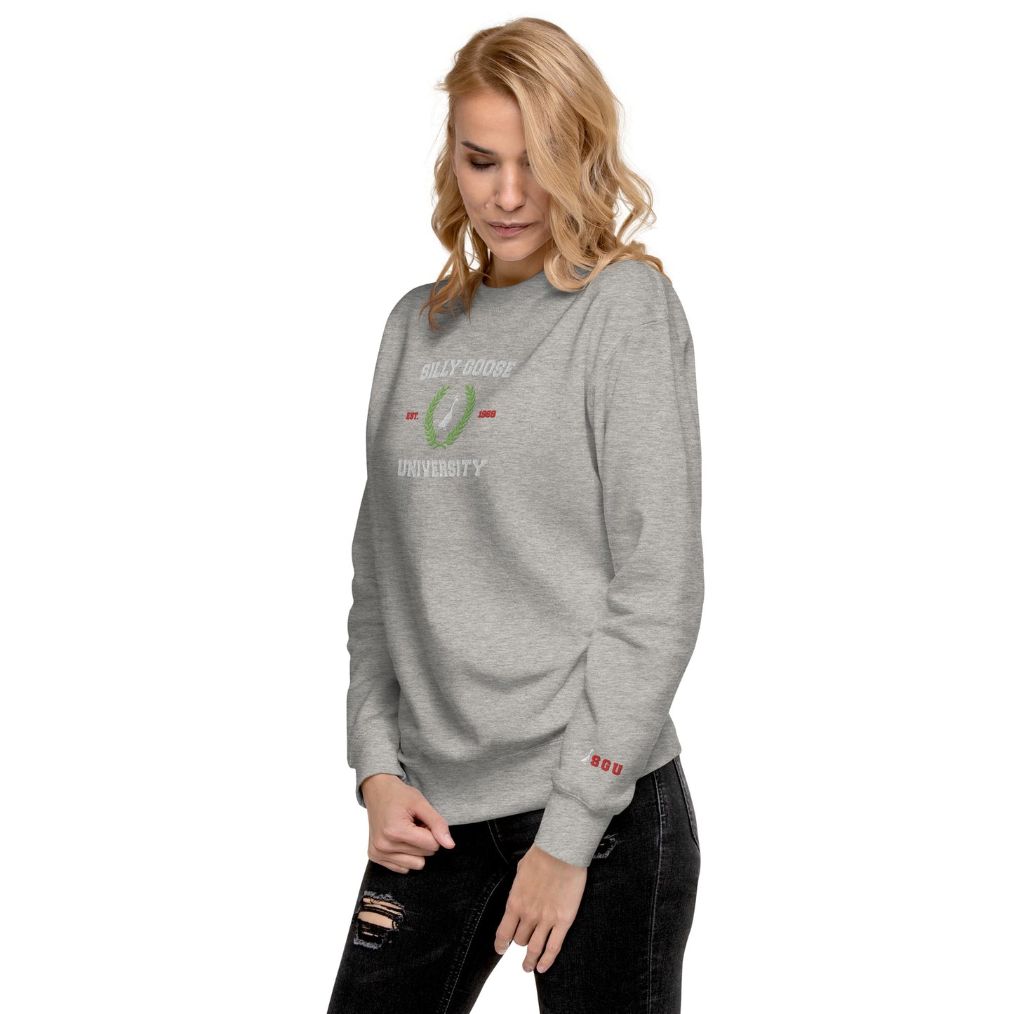 SGU Collegiate Seal Winter Wonderland Edition | Premium Unisex Crewneck - Carbon Grey - Embroidered