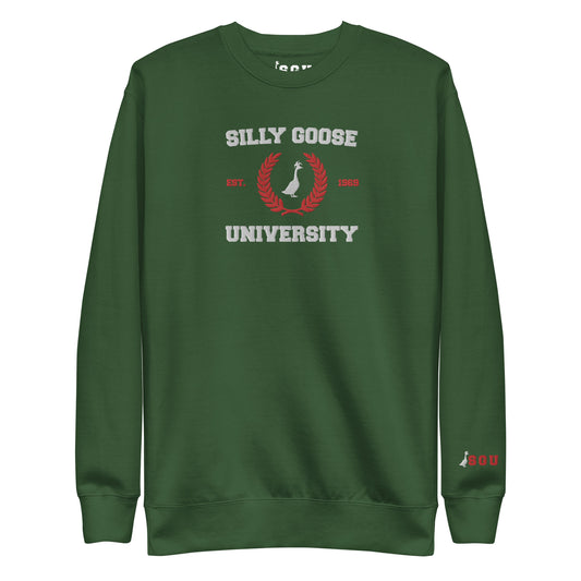 SGU Collegiate Seal Winter Wonderland Edition | Premium Unisex Crewneck - Evergreen - Embroidered