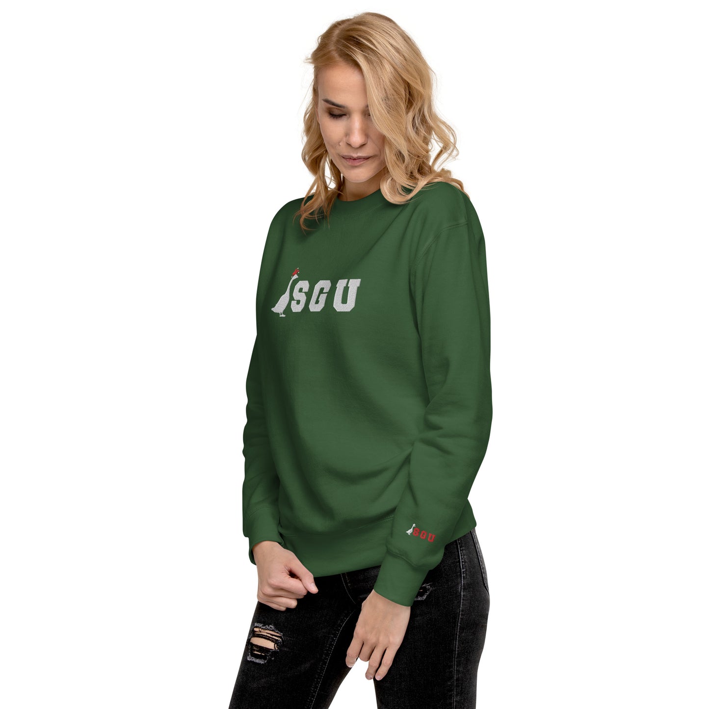 SGU Logo Winter Wonderland Edition | Premium Unisex Crewneck - Evergreen - Embroidered