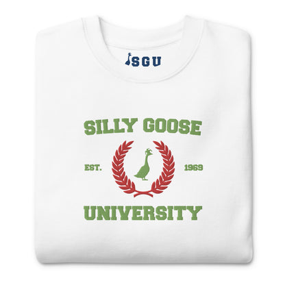 SGU Collegiate Seal Winter Wonderland Edition | Premium Unisex Crewneck - White/Red/Green - Embroidered