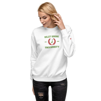 SGU Collegiate Seal Winter Wonderland Edition | Premium Unisex Crewneck - White/Red/Green - Embroidered