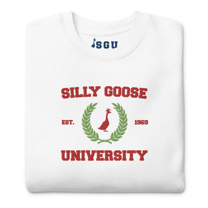 SGU Collegiate Seal Winter Wonderland Edition | Premium Unisex Crewneck - White/Green/ Red - Embroidered