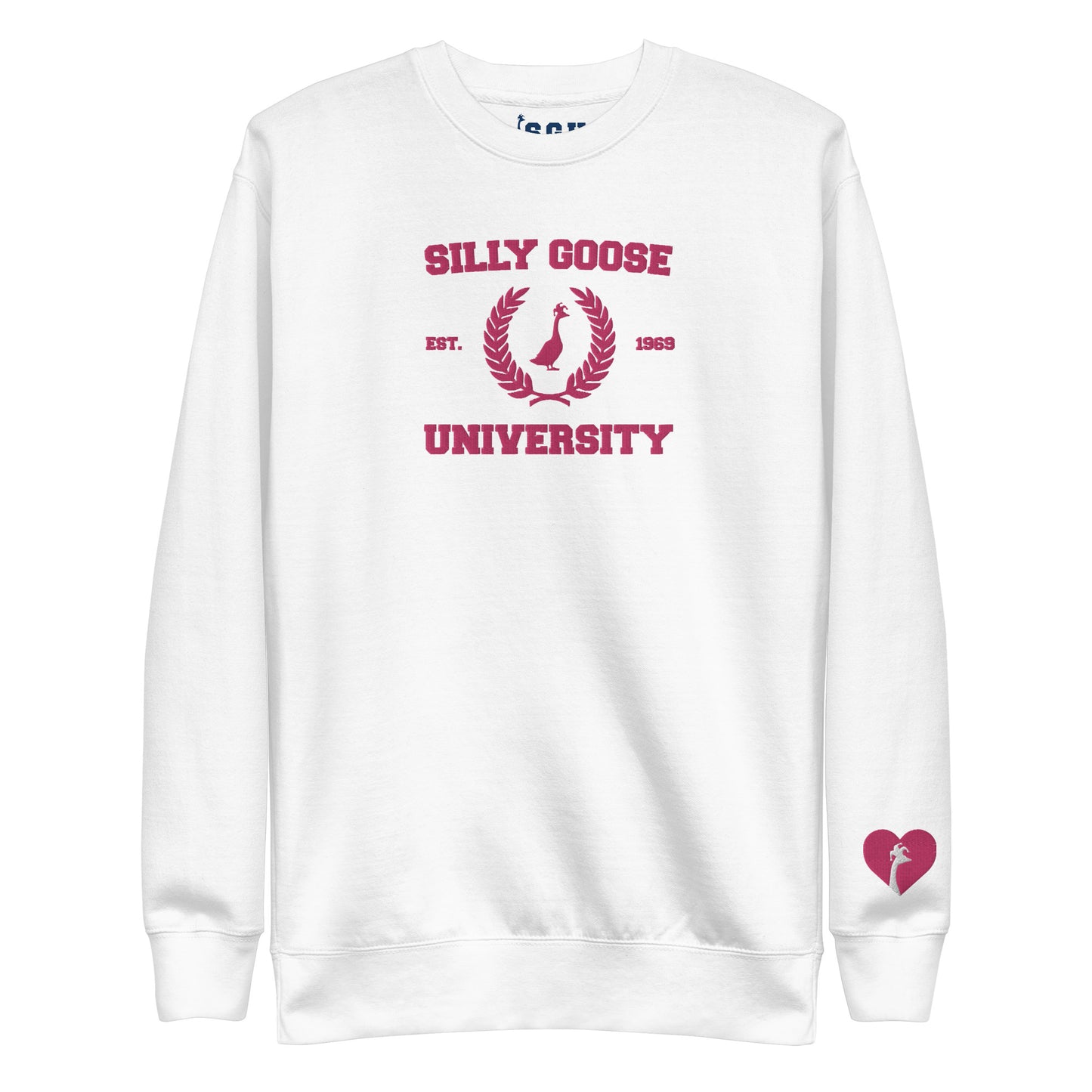 SGU Collegiate Seal Valentine's Edition | Premium Unisex Crewneck - Pink/White - Embroidered