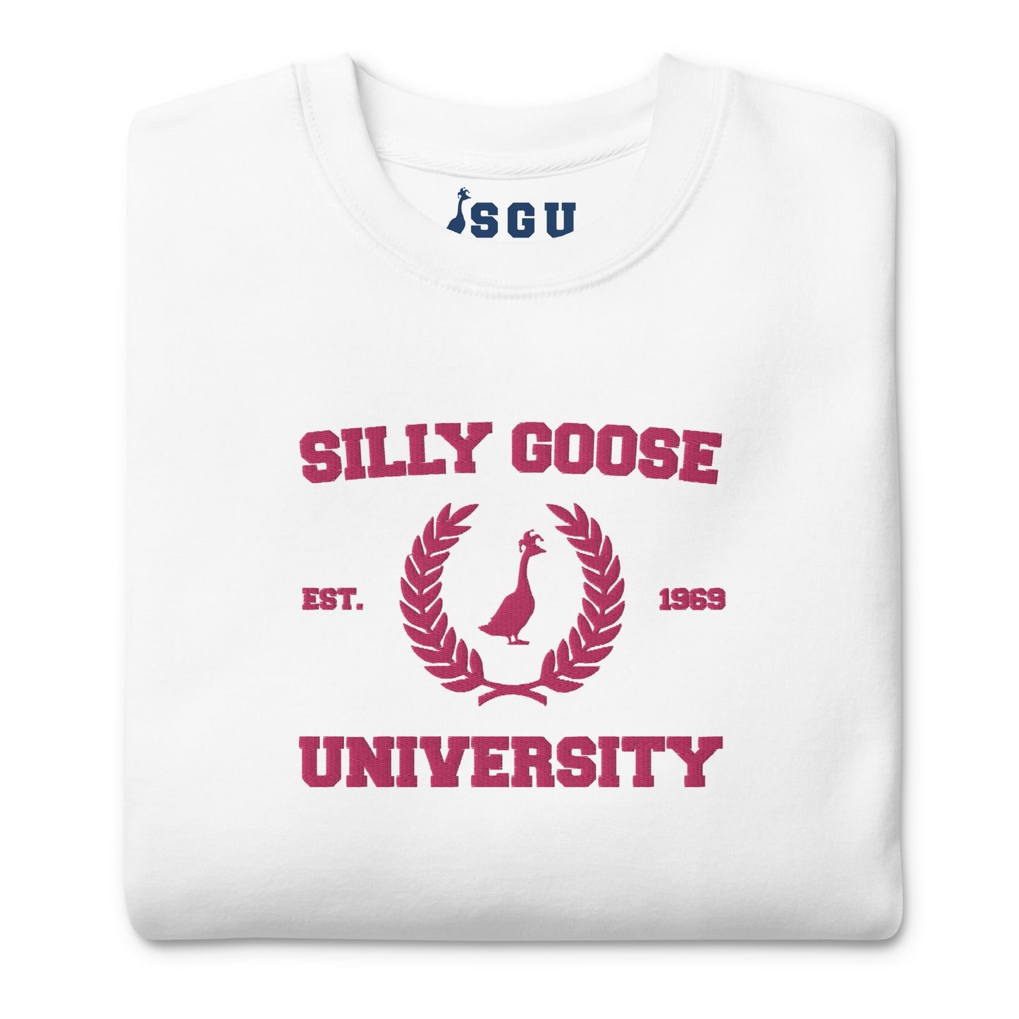 SGU Collegiate Seal Valentine's Edition | Premium Unisex Crewneck - Pink/White - Embroidered