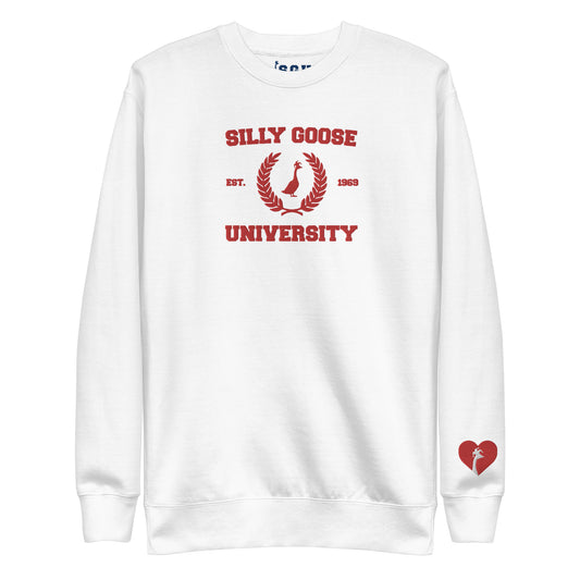 SGU Collegiate Seal Valentine's Edition | Premium Unisex Crewneck - Red/White - Embroidered
