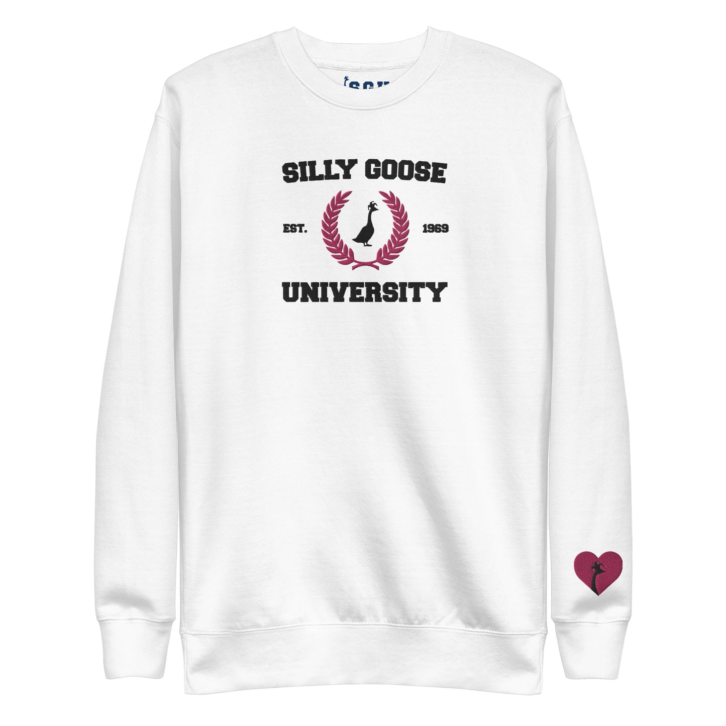 SGU Collegiate Seal Valentine's Edition | Premium Unisex Crewneck - Black/Pink/White - Embroidered