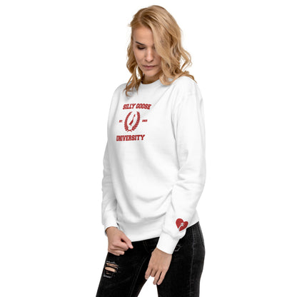 SGU Collegiate Seal Valentine's Edition | Premium Unisex Crewneck - Red/White - Embroidered