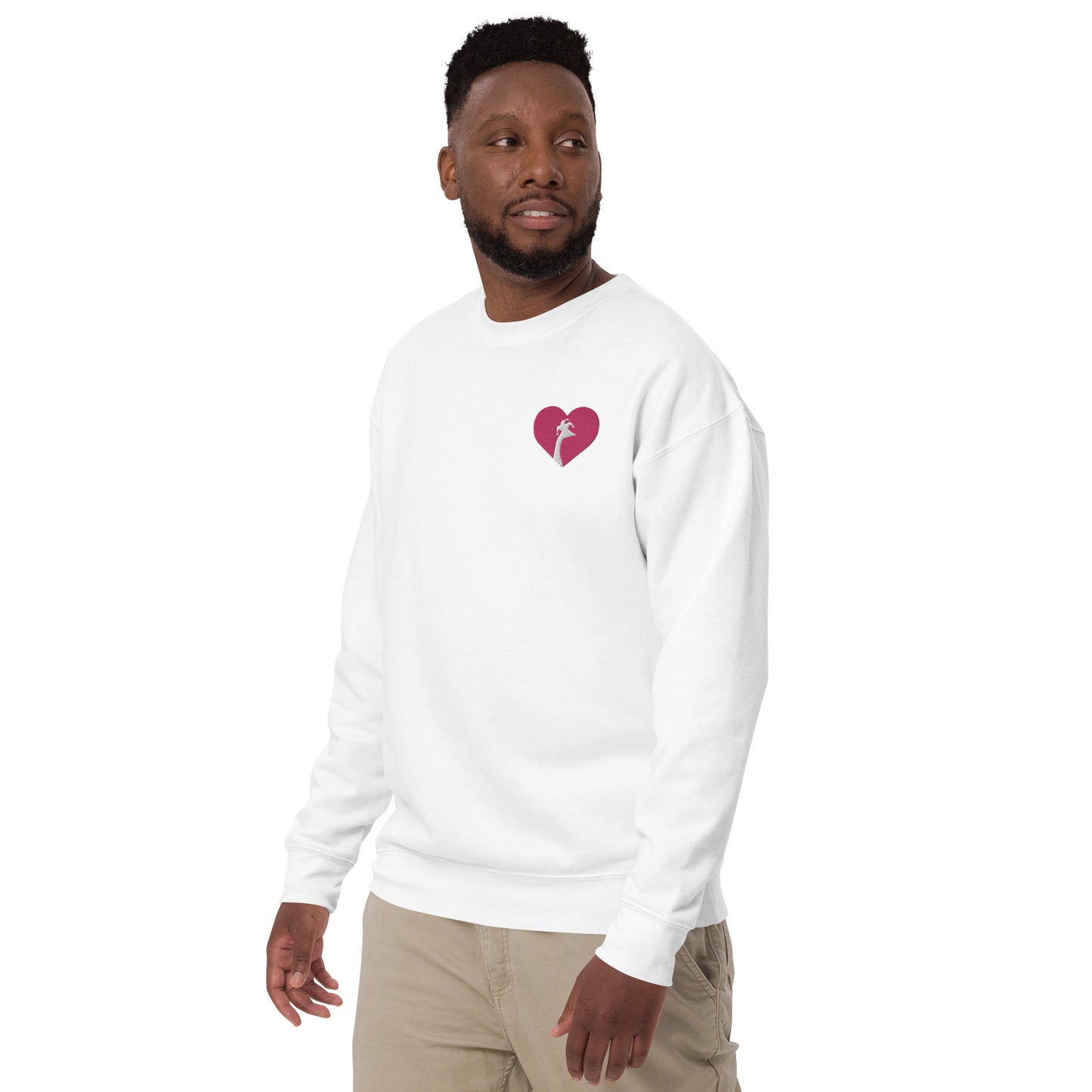 SGU Heart Goose | Premium Unisex Crewneck Pink/White/White - Embroidered