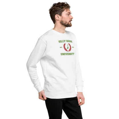 SGU Collegiate Seal Winter Wonderland Edition | Premium Unisex Crewneck - White/Red/Green - Embroidered