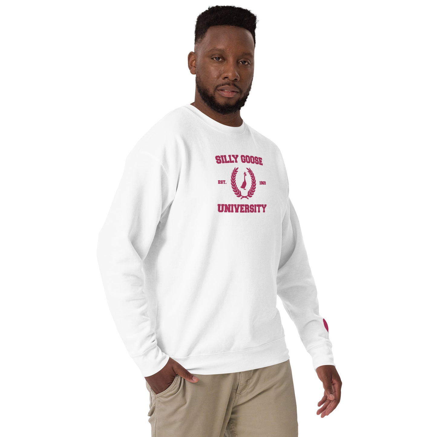 SGU Collegiate Seal Valentine's Edition | Premium Unisex Crewneck - Pink/White - Embroidered