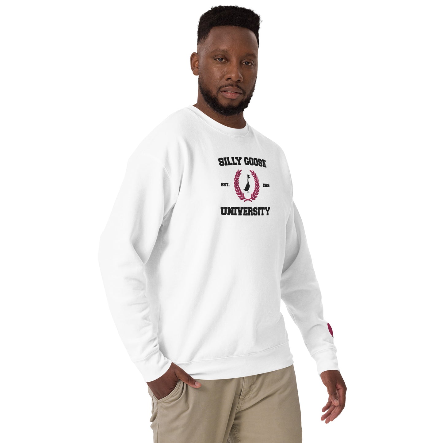 SGU Collegiate Seal Valentine's Edition | Premium Unisex Crewneck - Black/Pink/White - Embroidered