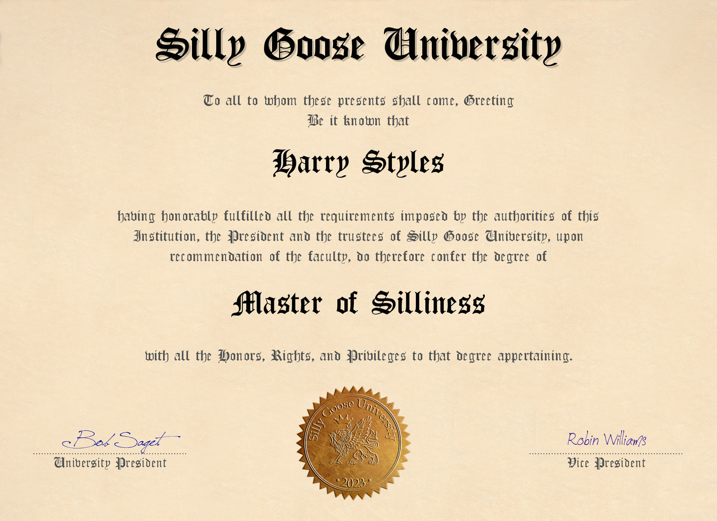 Customizable Silly Goose University Diploma