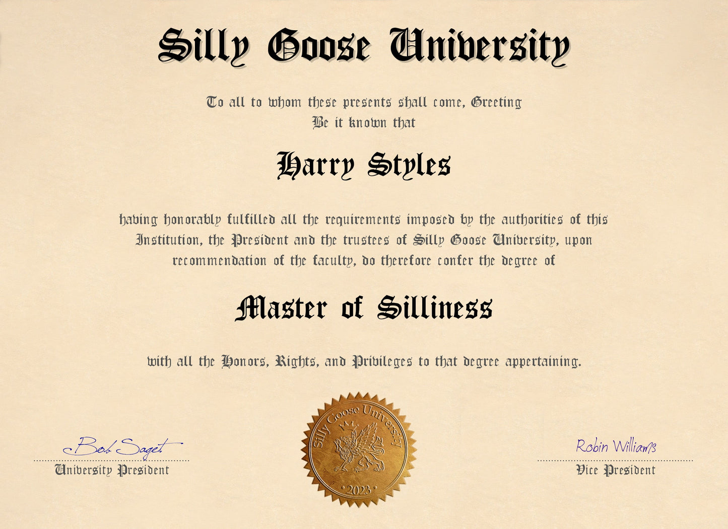 Customizable Silly Goose University Diploma (DIGITAL)