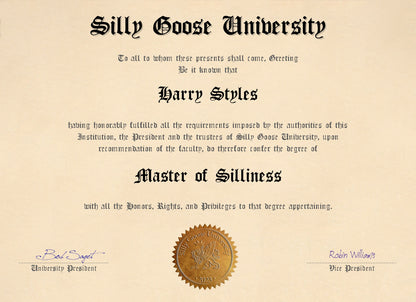 Customizable Silly Goose University Diploma (DIGITAL)